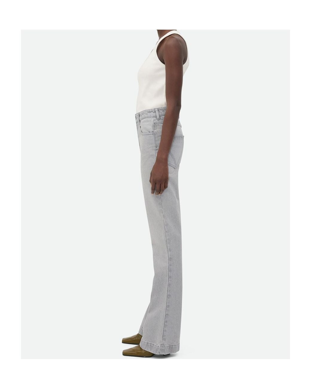 Bottega Veneta Gray Washed Flared Leg Jeans