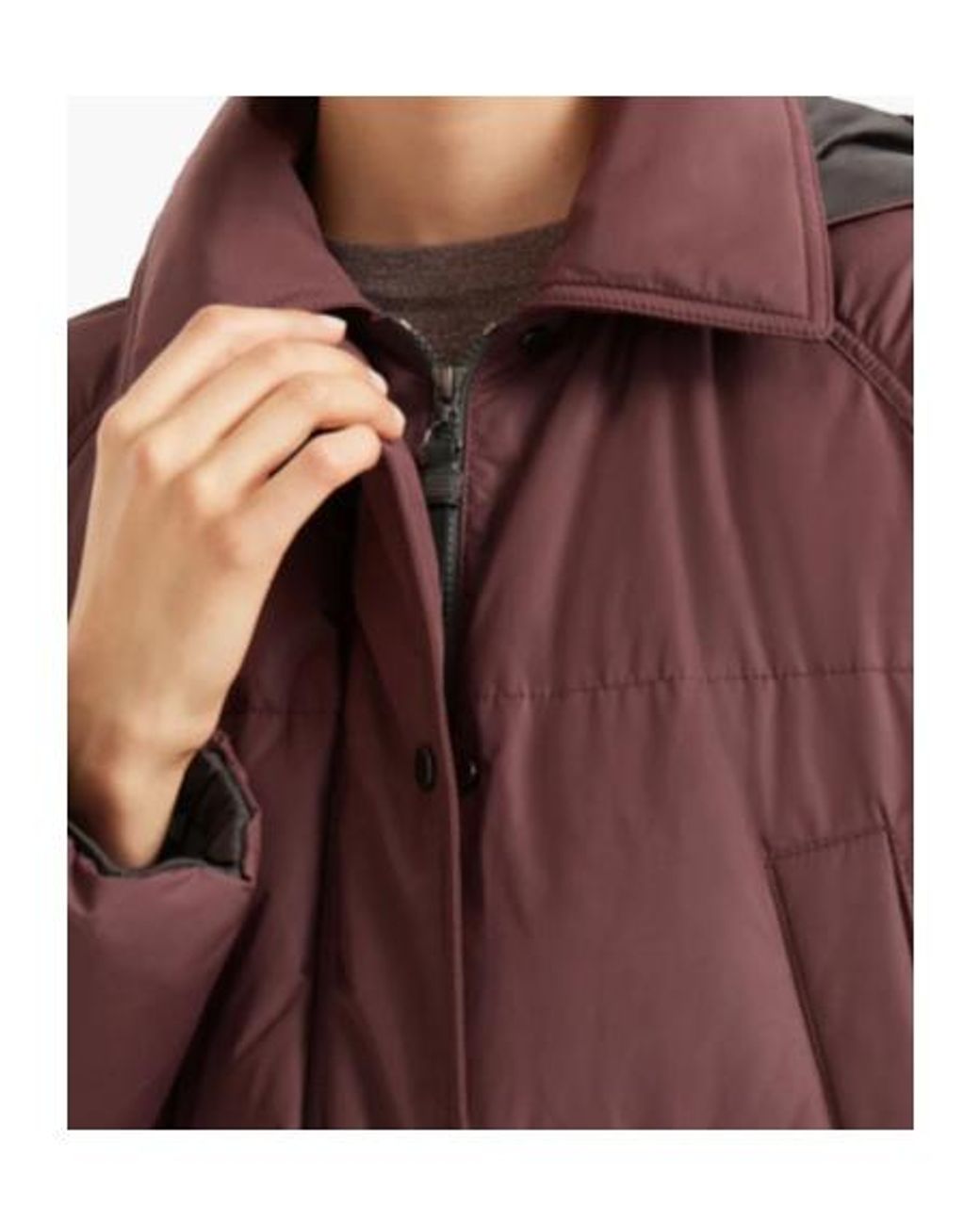 Brunello Cucinelli Purple Zipped Hooded Quilted Coat