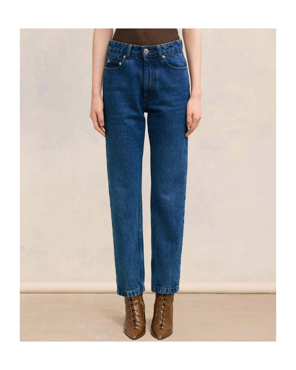 AMI Blue Straight-Leg Slim Fit Jeans