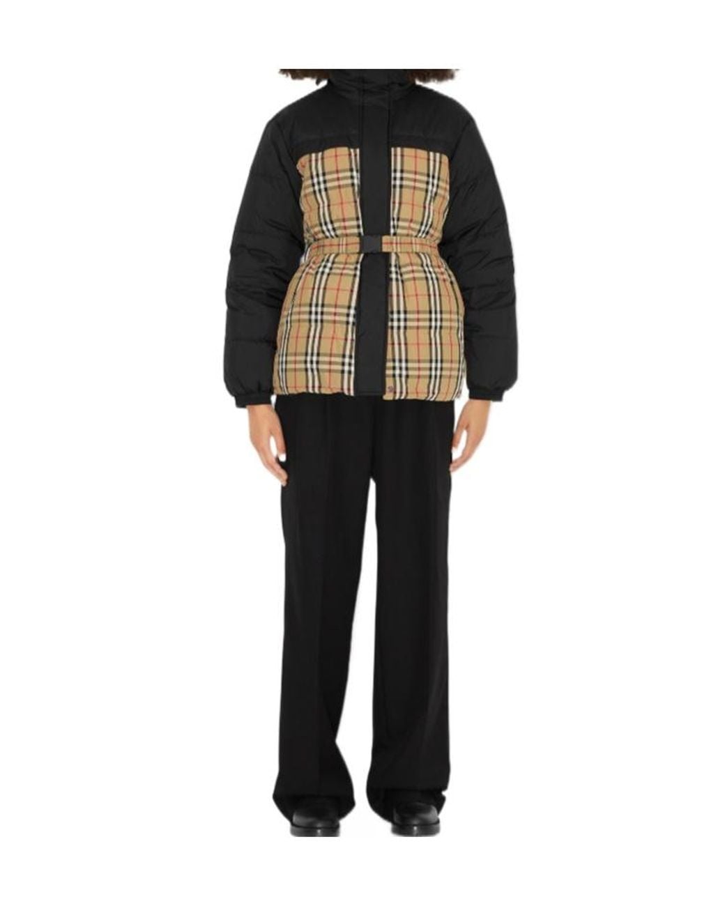 Burberry Black Belted-Waist Reversible Padded Jacket