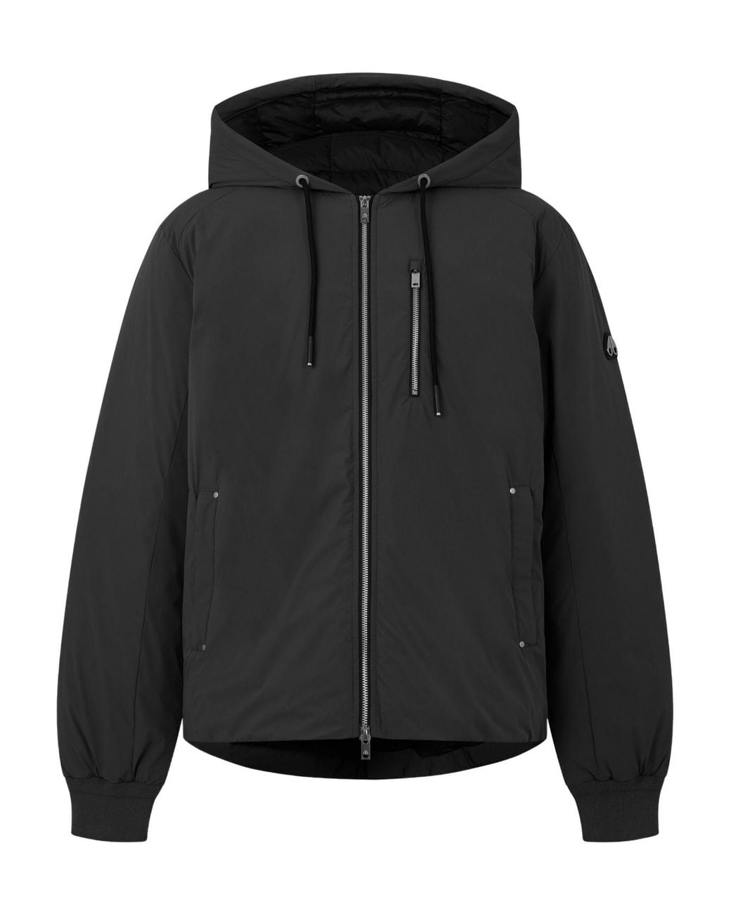 Moose Knuckles Black Lightweight Hooded Jacket for men