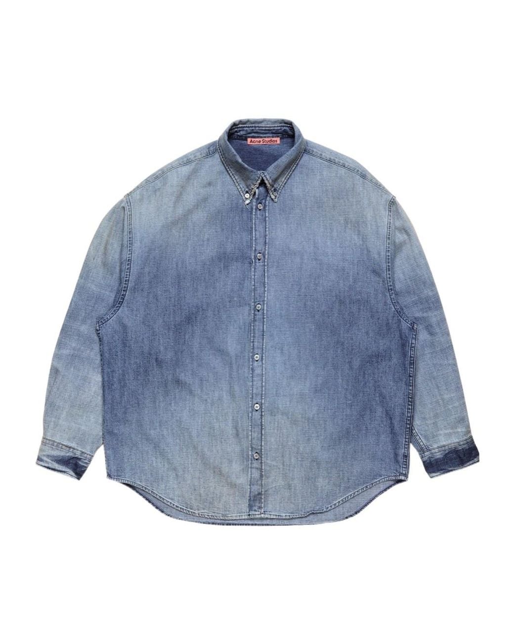 Acne Blue Button-Down Denim Shirt for men