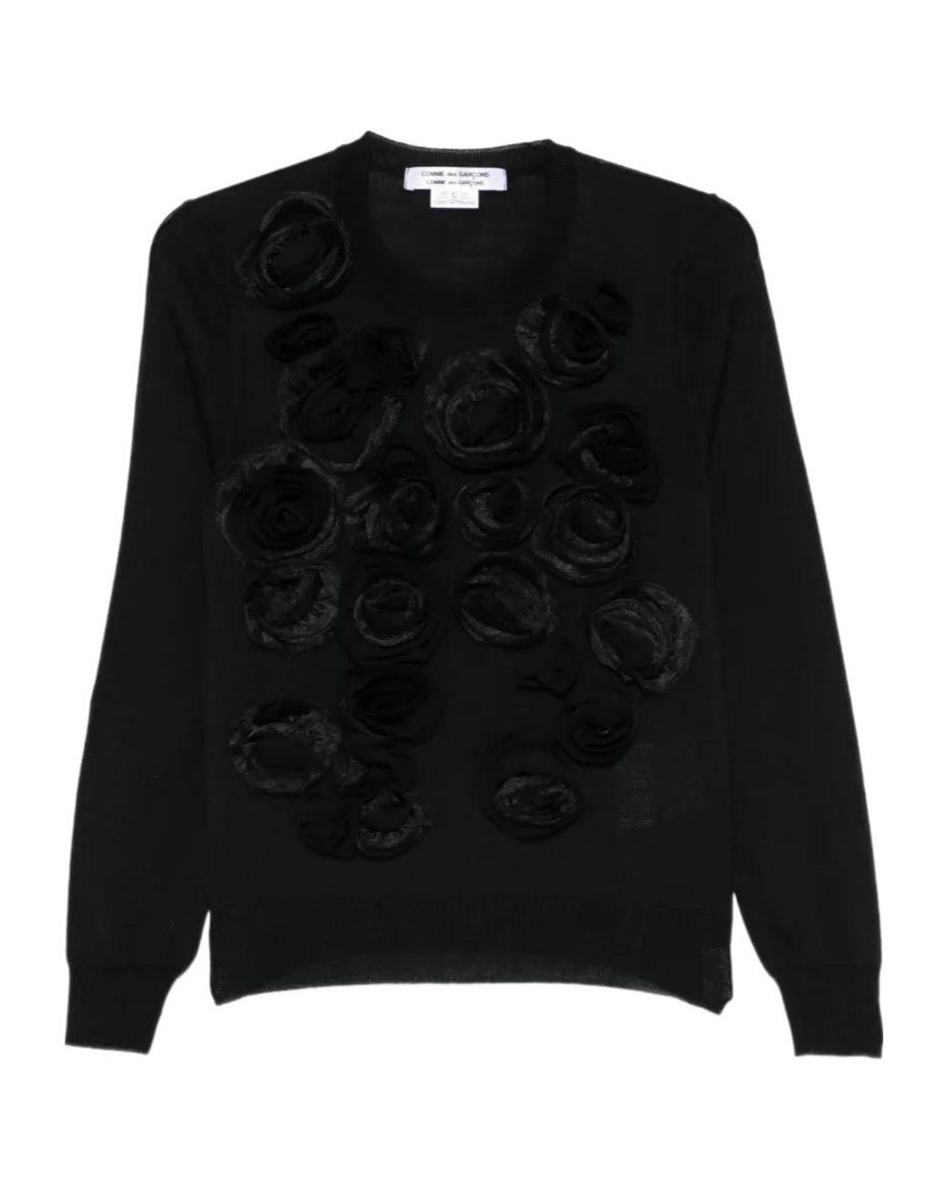 Comme des Garçons Black Flower-Appliqué Sweater
