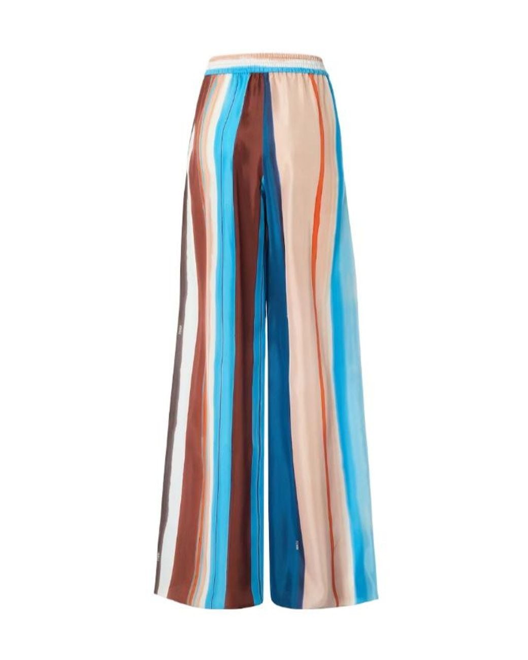 Fendi Blue Wide-Leg Striped Trousers