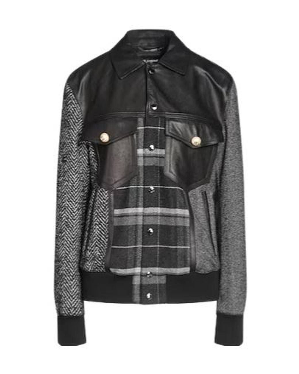 Dolce & Gabbana Black Plaid Flight Jacket