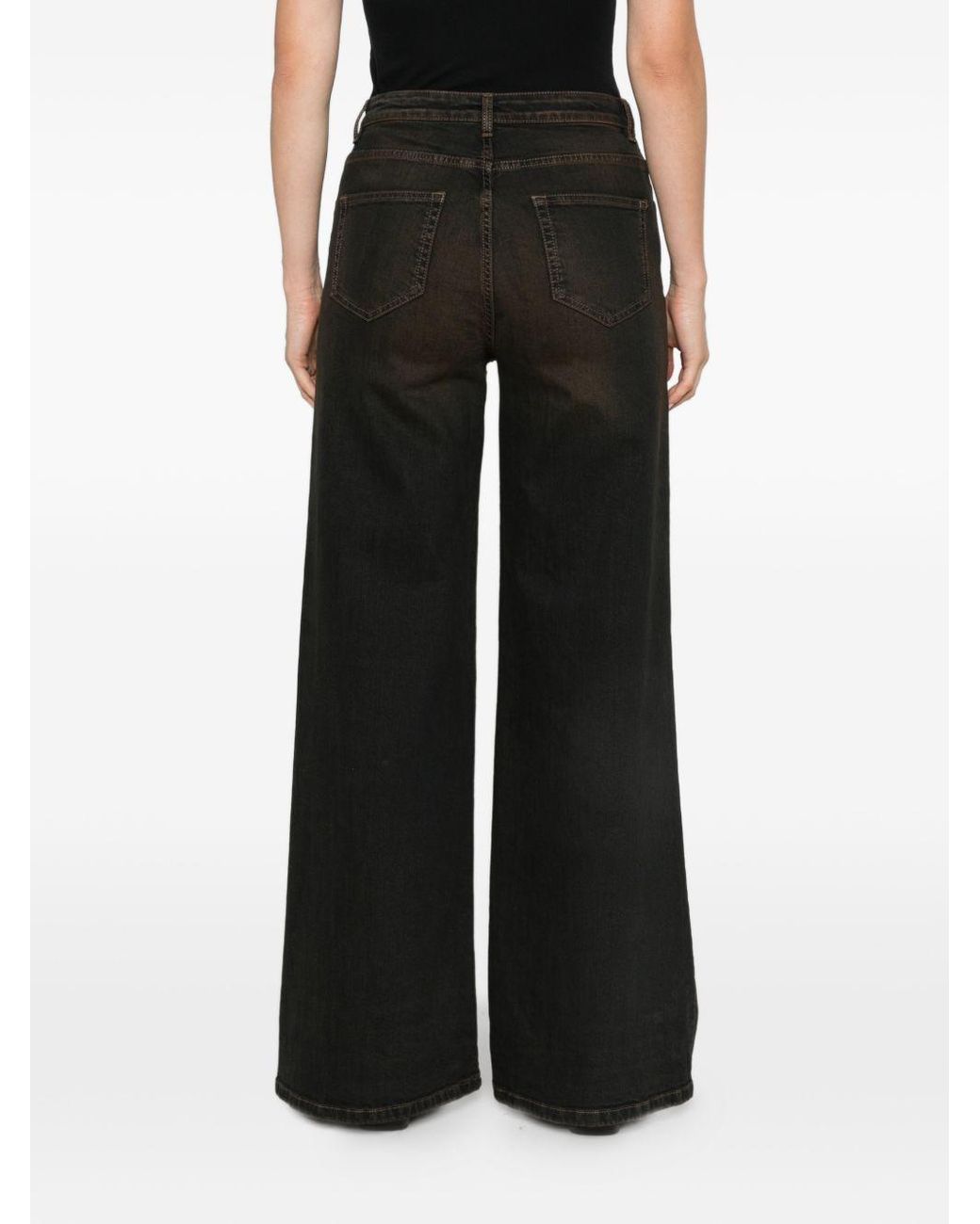 D.exterior Gray Faded-Effect Wide-Leg Jeans