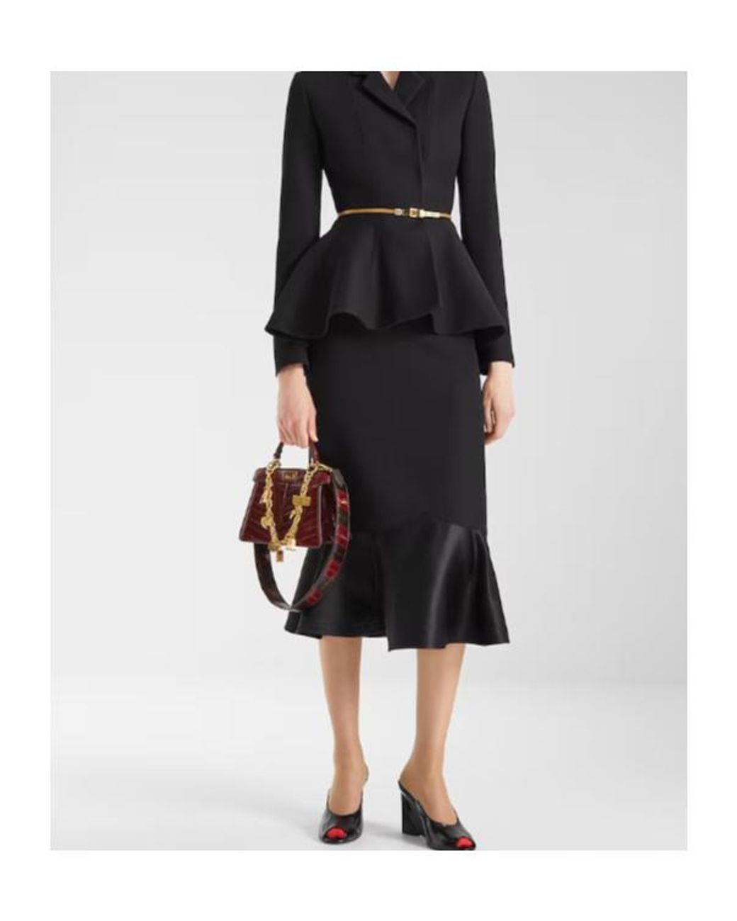 Fendi Red Two-Tone Inlaid Hagfish Shoulder Strap