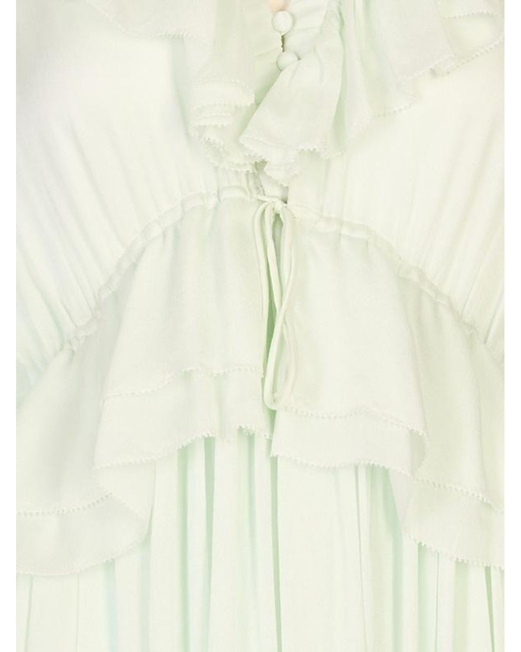 Chloé White Twill Long Pleated Dress