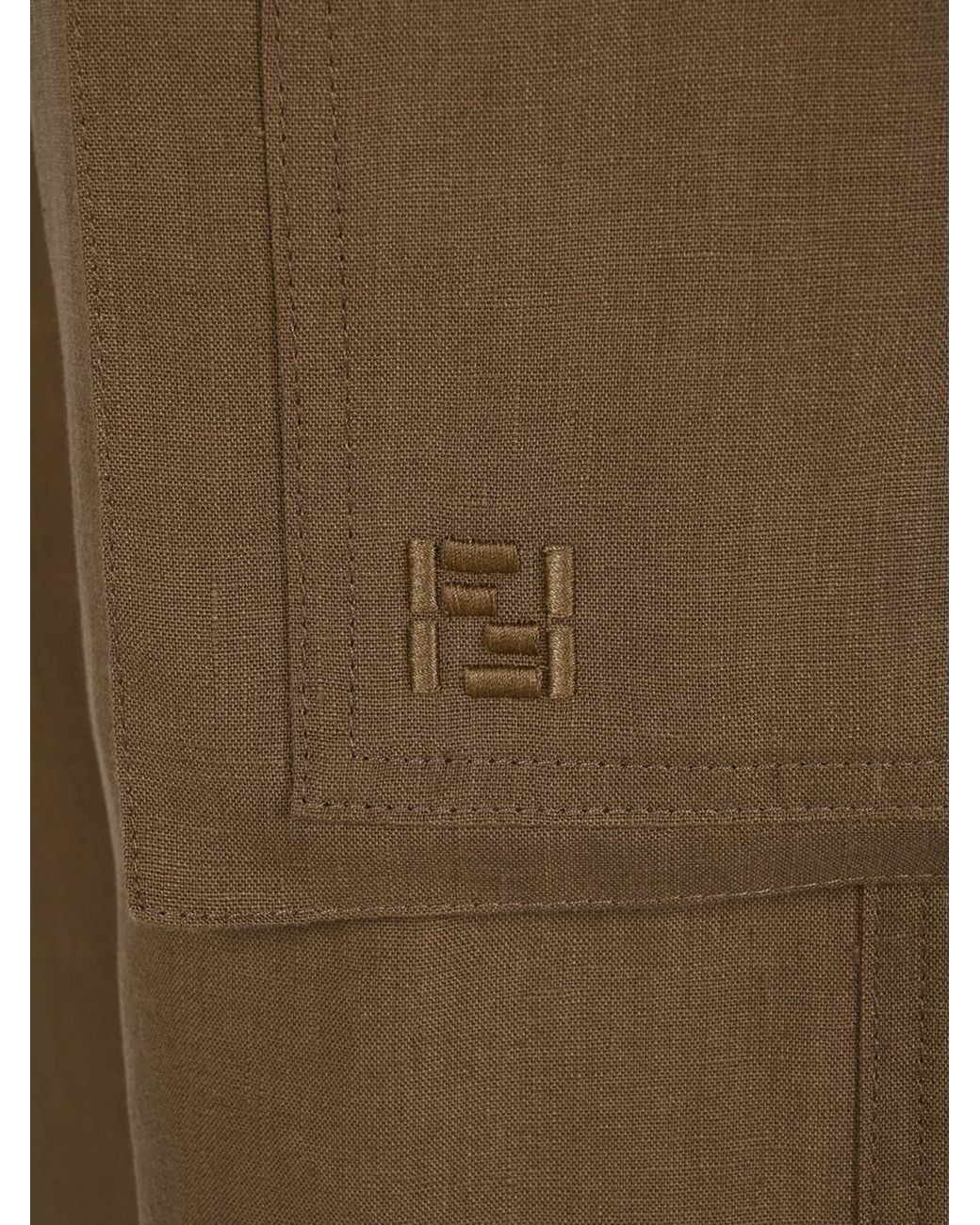 Fendi Brown Logo Embroidered Straight-Cut Cargo Trousers for men