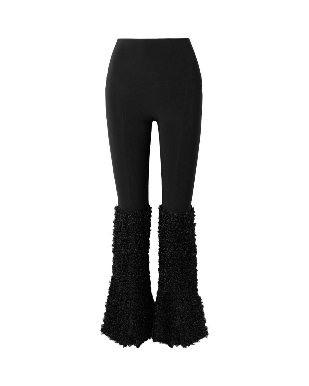 Norma Kamali Black Faux-Fur Panelled Leggings
