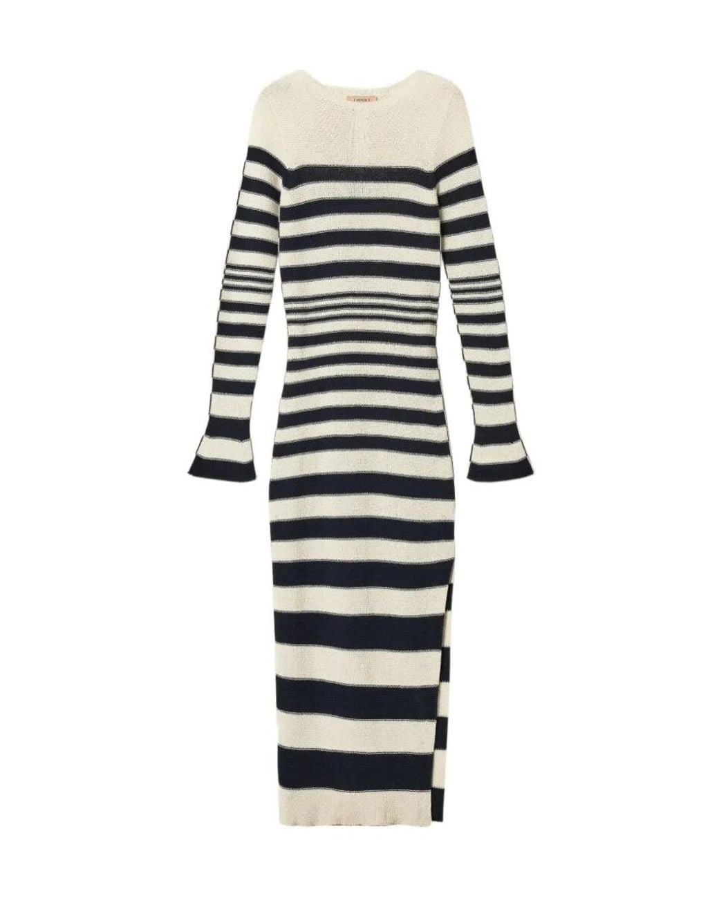 Twinset Black Striped Knit Maxi Dress