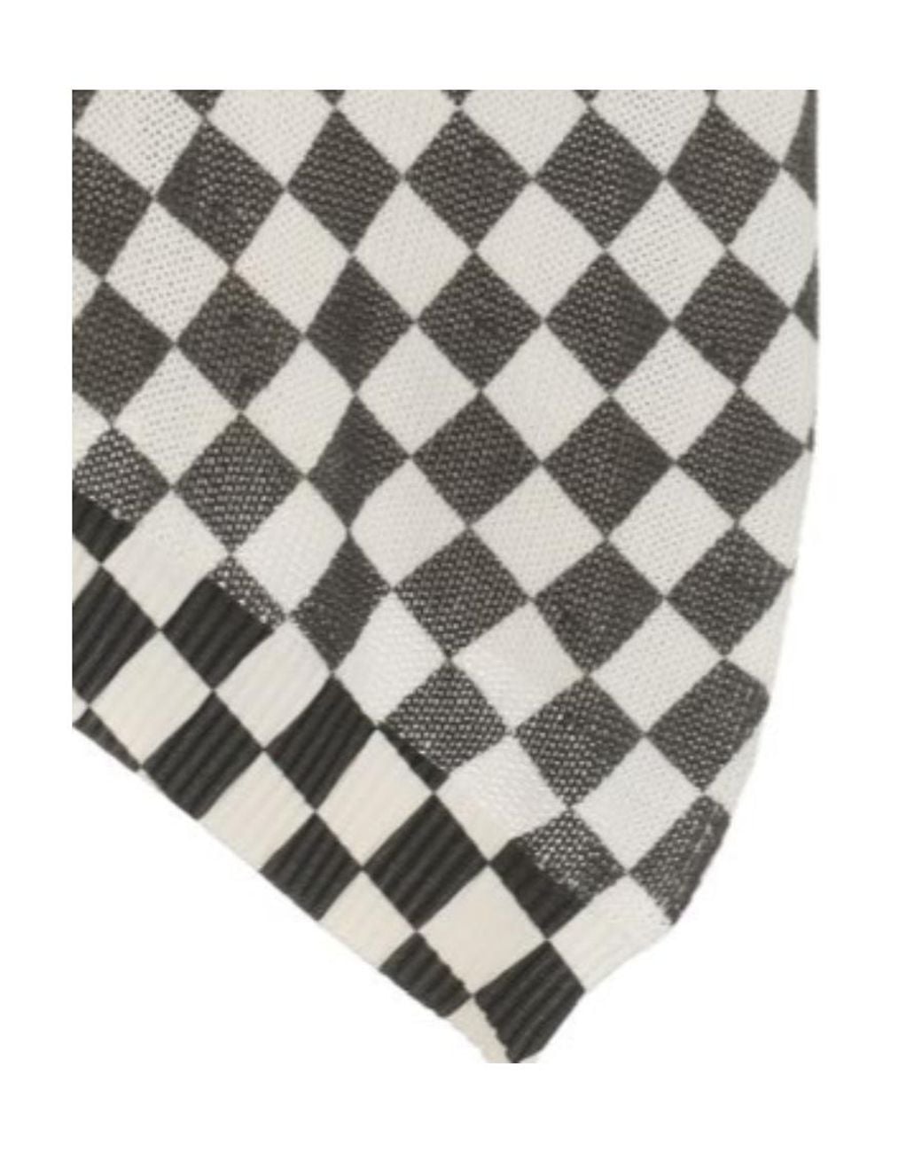 MM6 by Maison Margiela White Checkerboard-Pattern Asymmetric Skirt