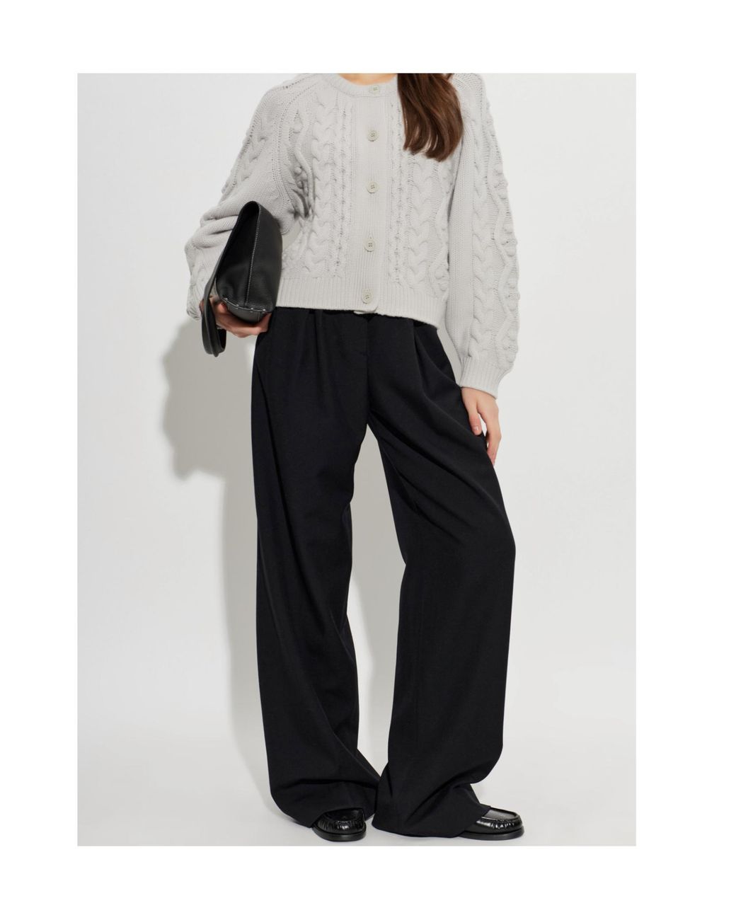 Lisa Yang Gray Winroe Cable-Knit Cardigan