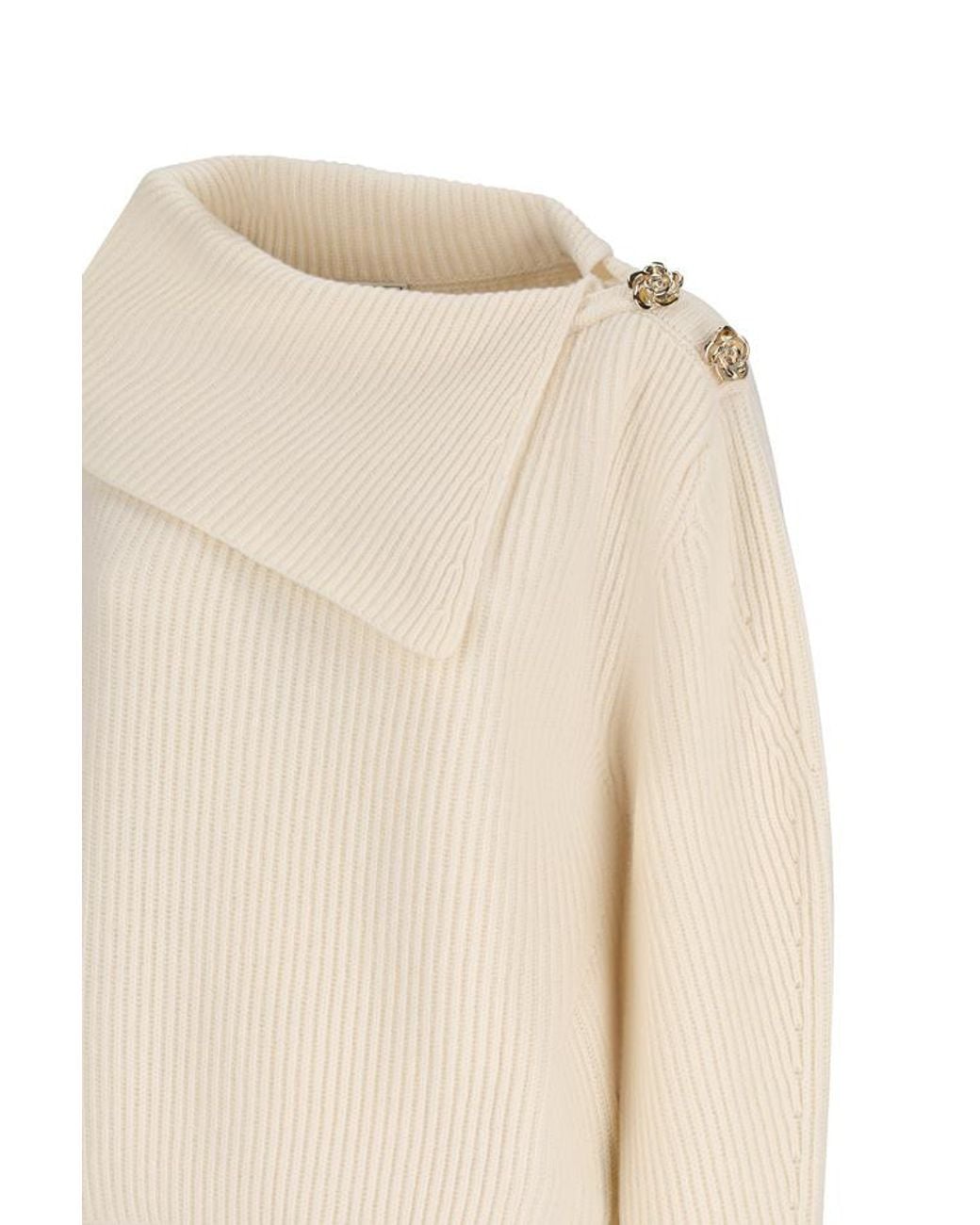 Blumarine White Sailor Collar And Buttons Jumper