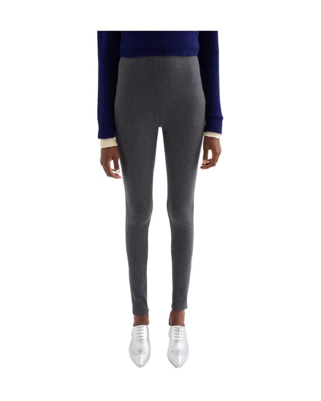 Jil Sander Gray Stretch High-Waisted Leggings
