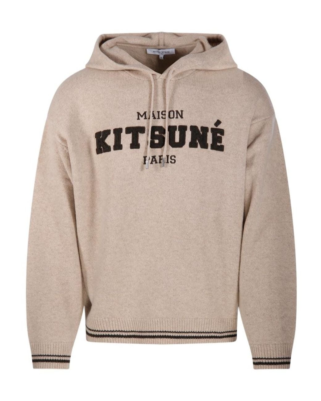 Maison Kitsuné Gray Maison Kitsuné College Logo Hooded Sweater for men