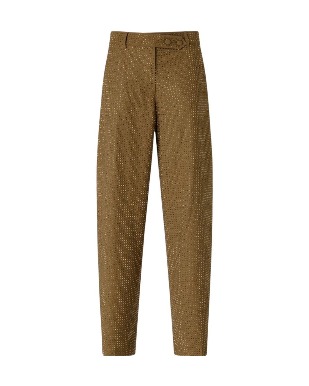 Pinko Natural Rhinestone-Embellished Tailored Trousers