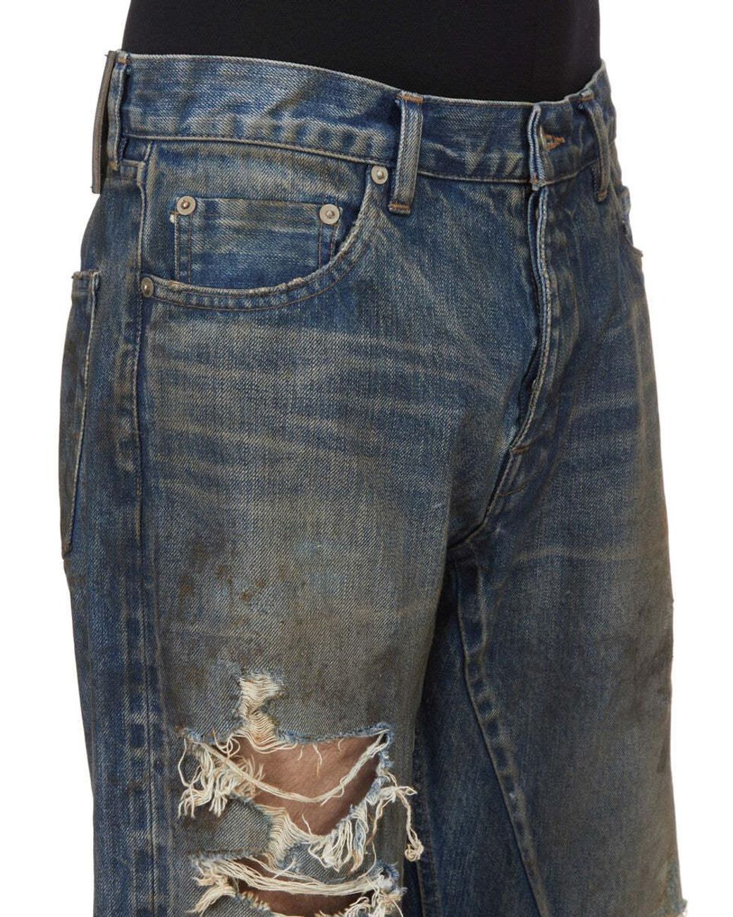 Rick Owens Blue Distressed Jeans for men