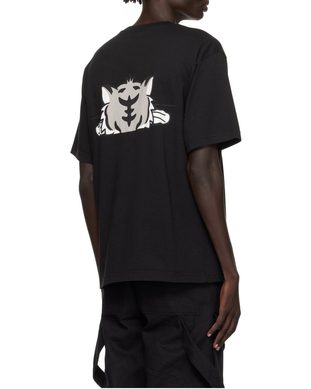 KENZO Black Happy Tiger Printed Crewneck T-Shirt for men