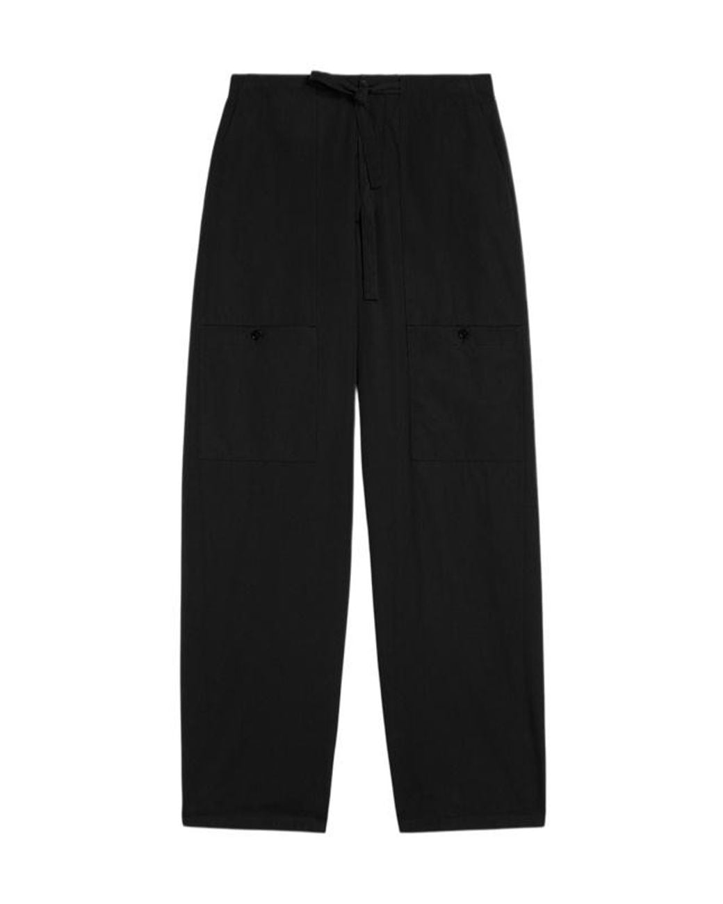Jil Sander Black Drawstring Poplin Cargo Trousers for men
