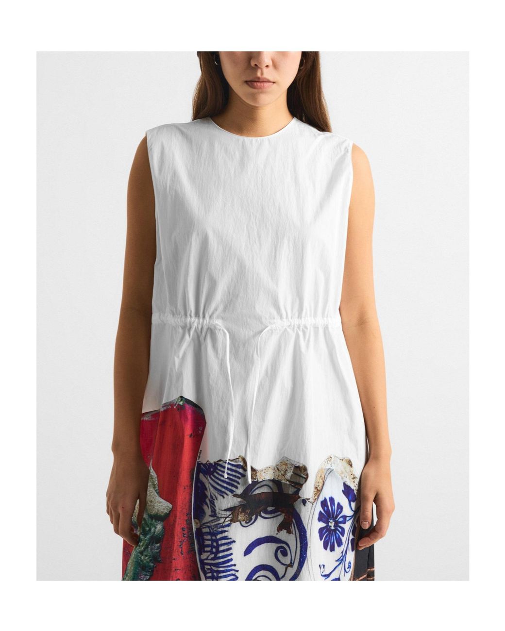 Prada White Simple Printed Skirt