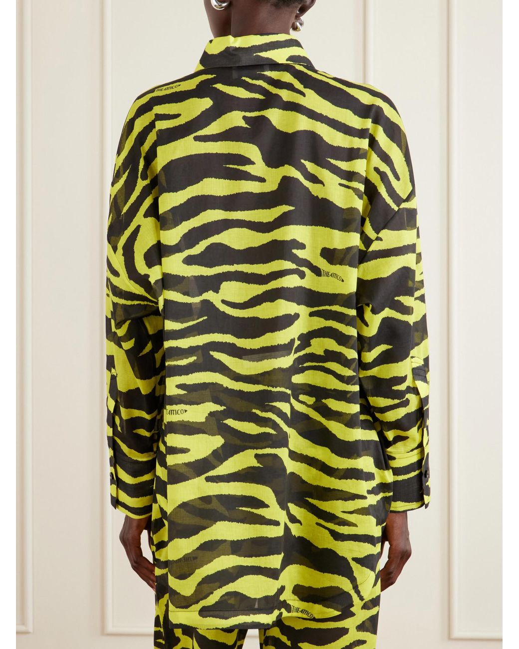 The Attico Yellow Il Primo Bagno Animal-Print Cotton Shirt