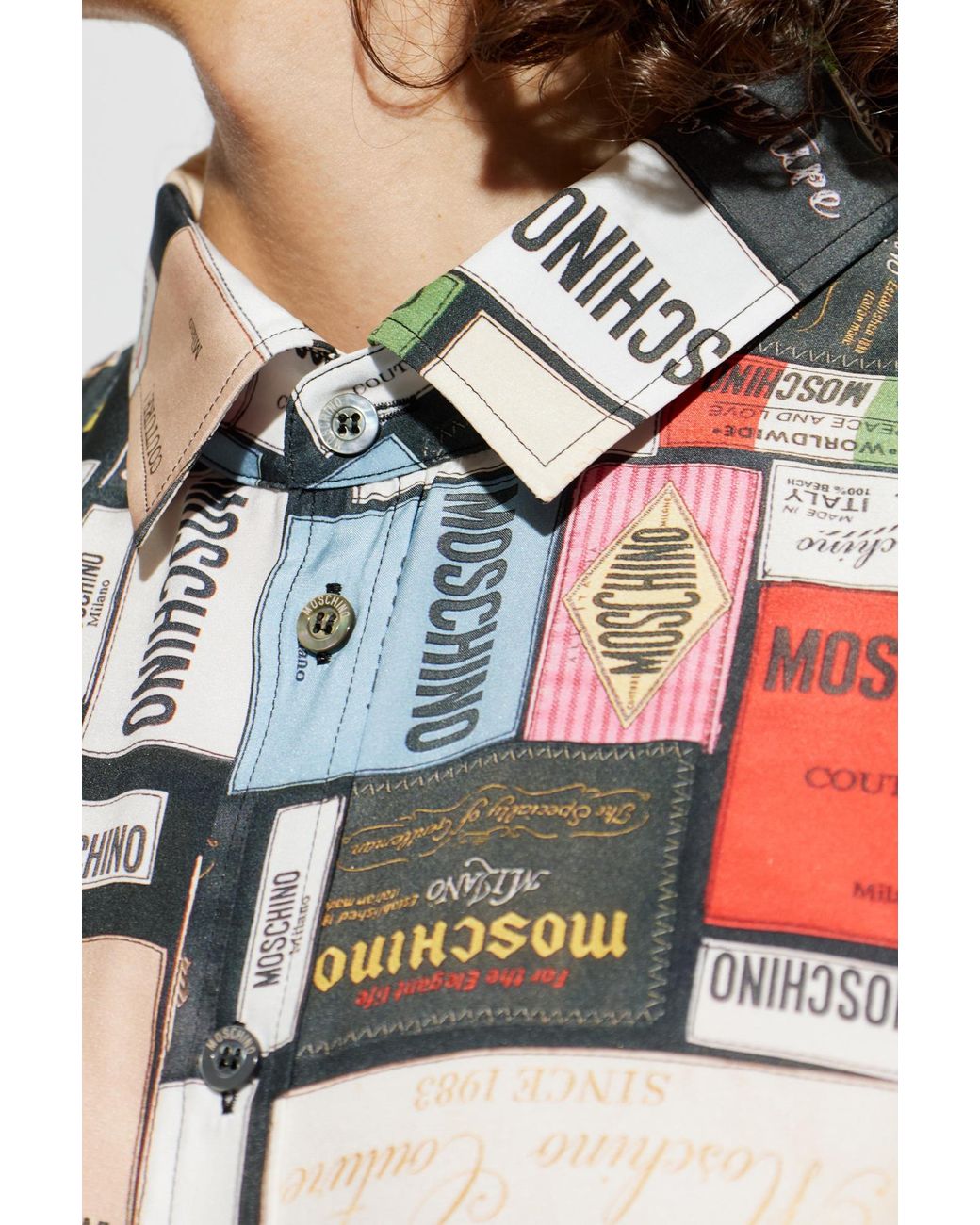 Moschino White Printed Long-Sleeved Shirt for men