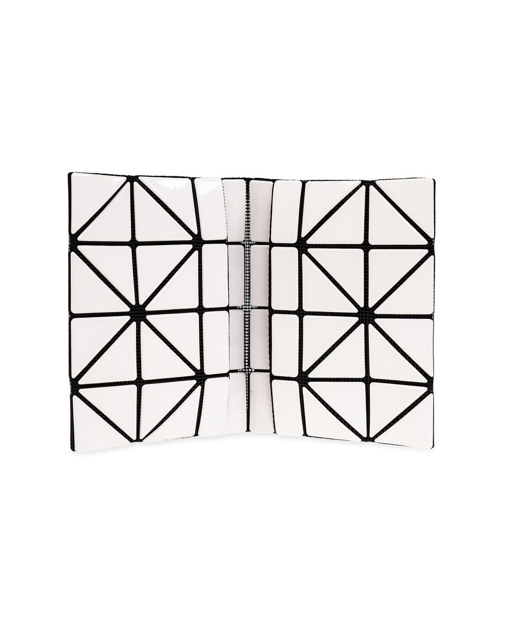 Issey Miyake White High-Shine Geometric-Design Cardholder for men
