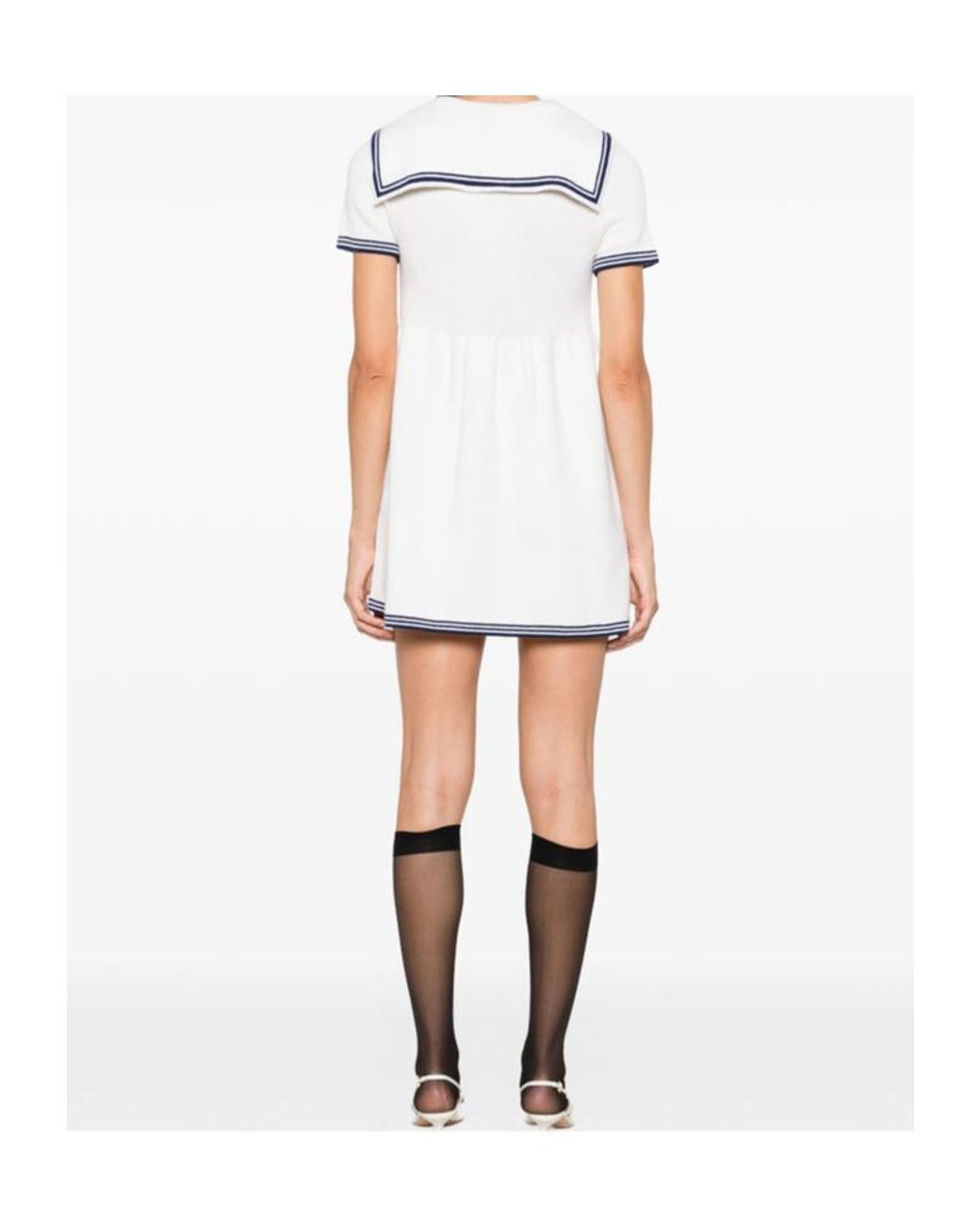 ShuShu/Tong White Bow-Detail Sailor-Collar Mini Dress