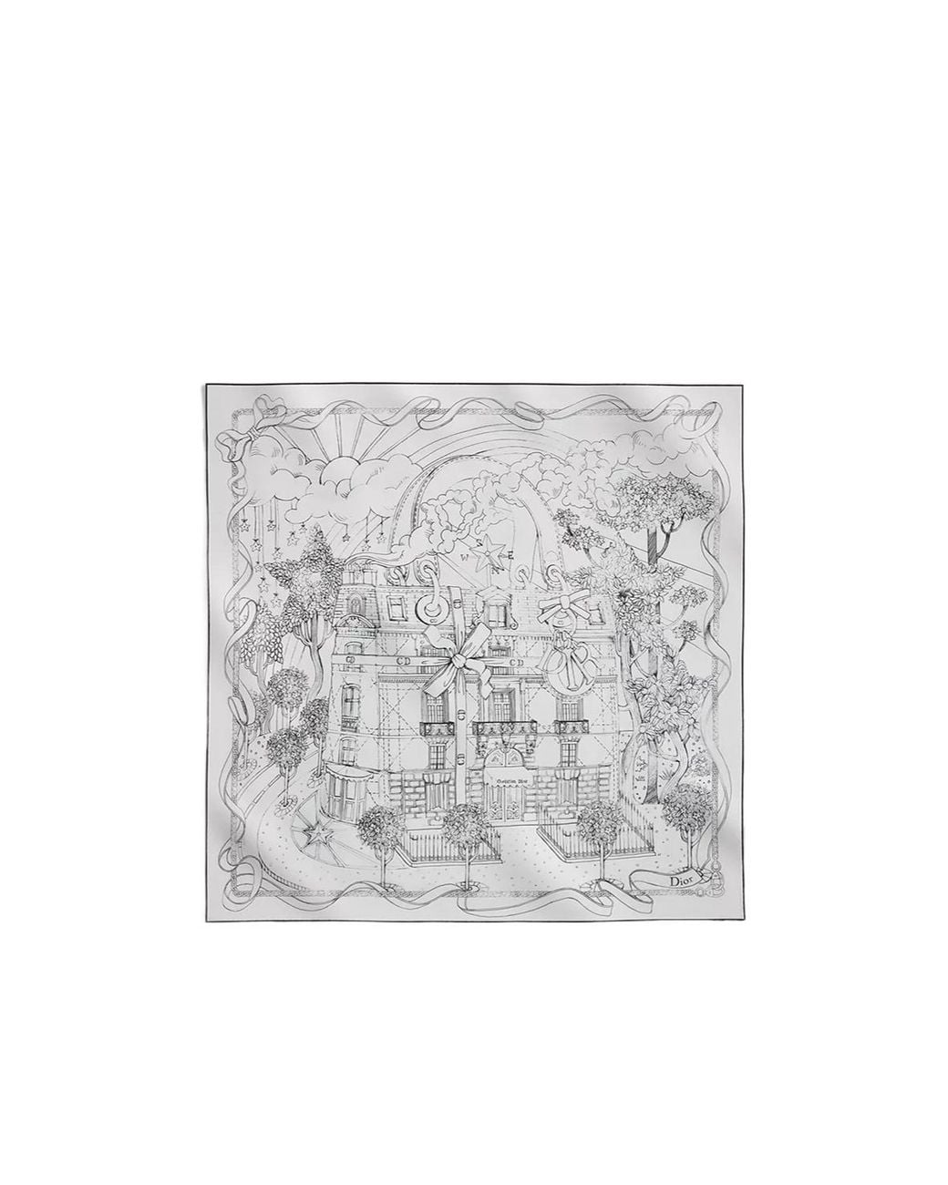 Dior Gray Noël À Montaigne 90 Square Scarf