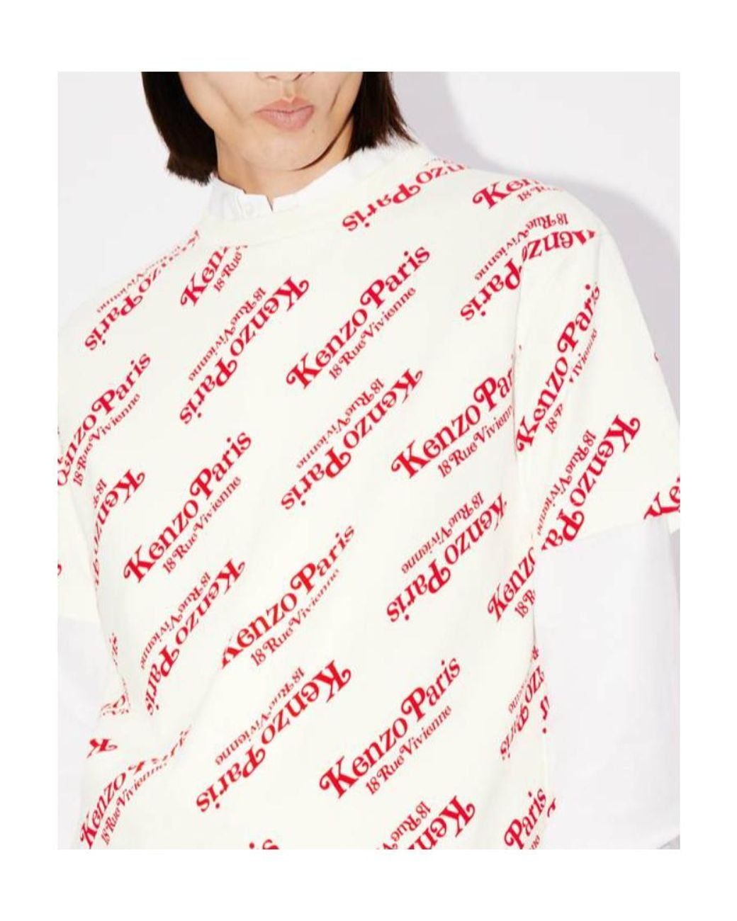 KENZO White All-Over Logo Printed Oversize T-Shirt for men
