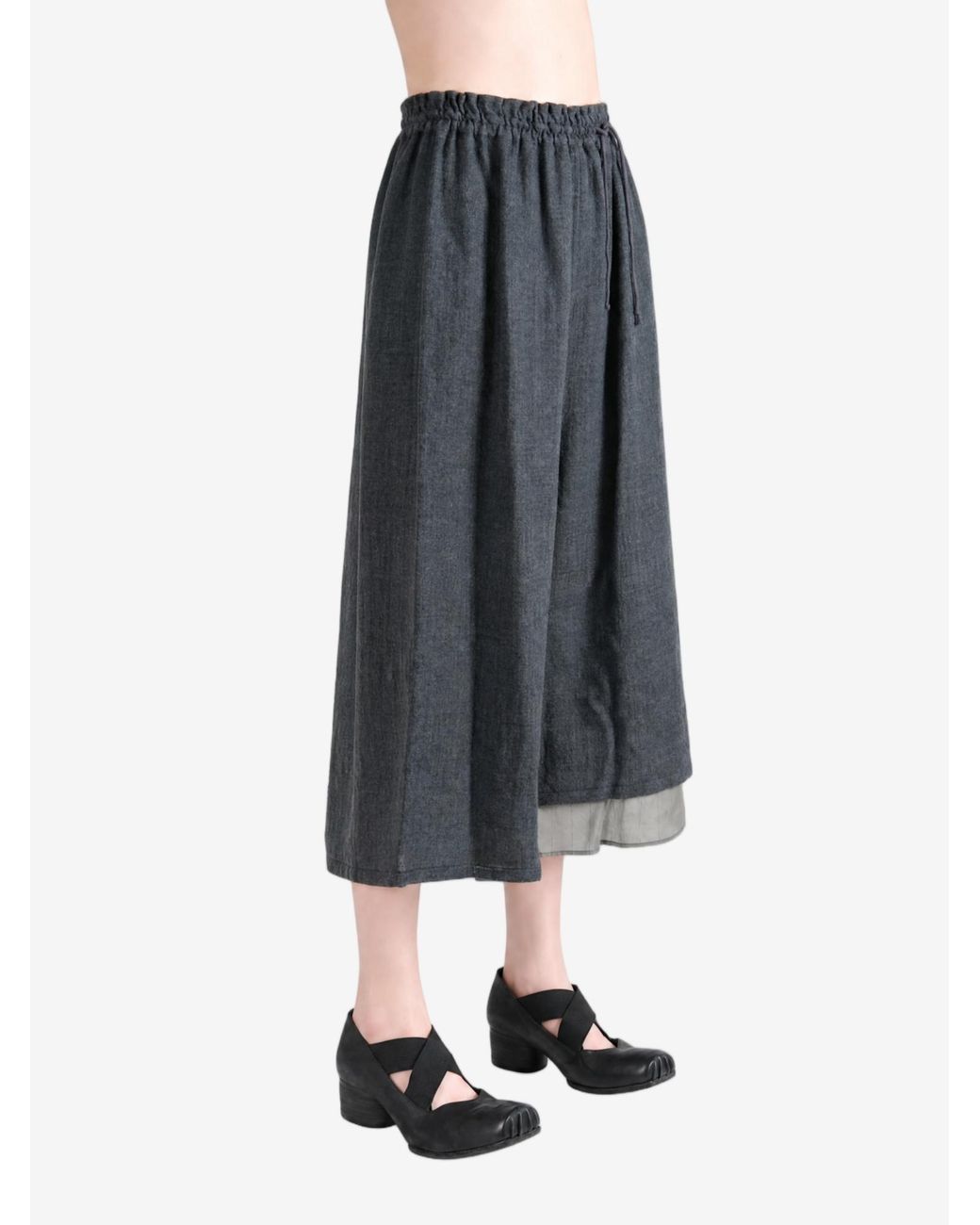 Y's Yohji Yamamoto Gray Drawstring Layered Trousers