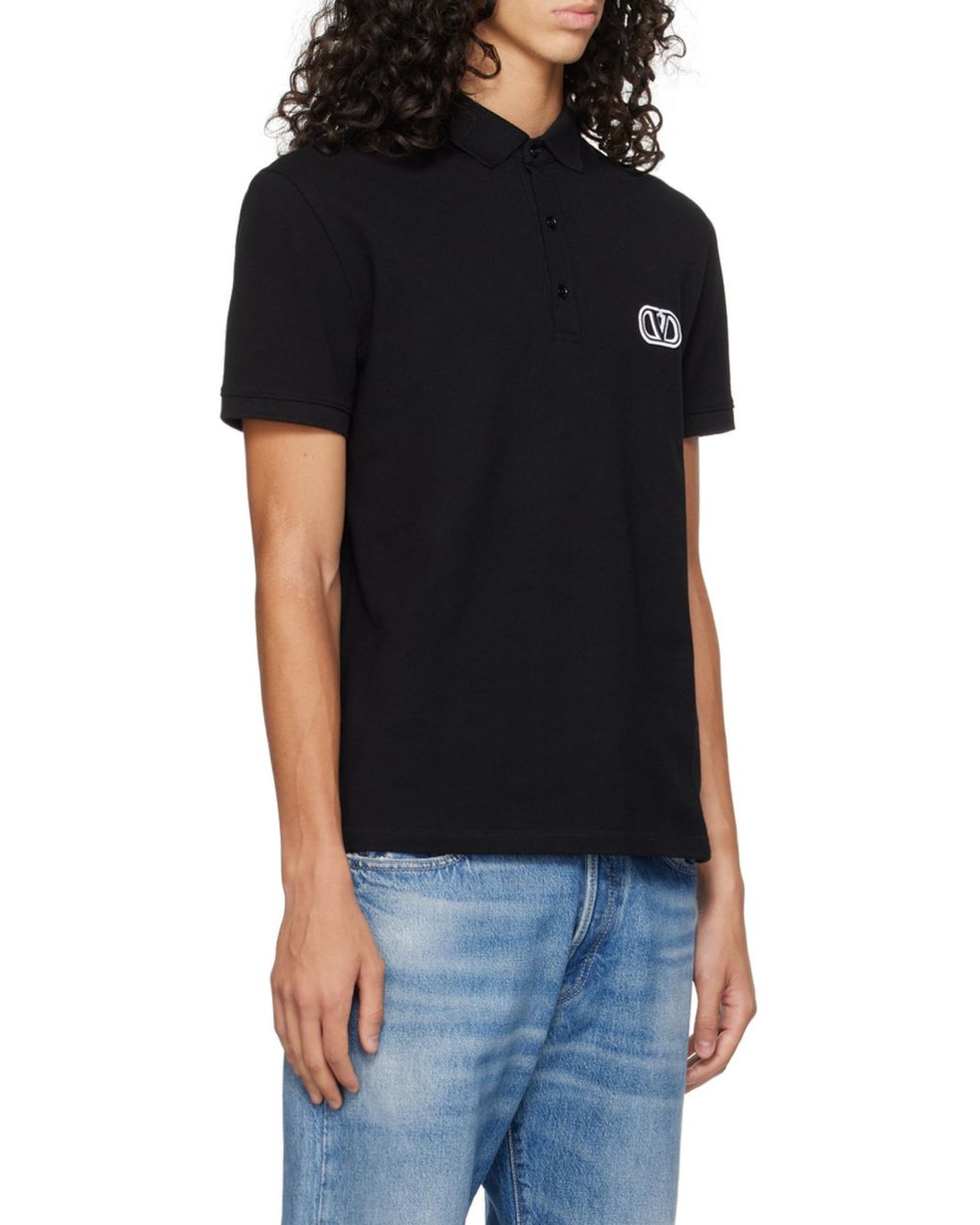 Valentino Black Vlogo Signature Short-Sleeved Polo Shirt for men