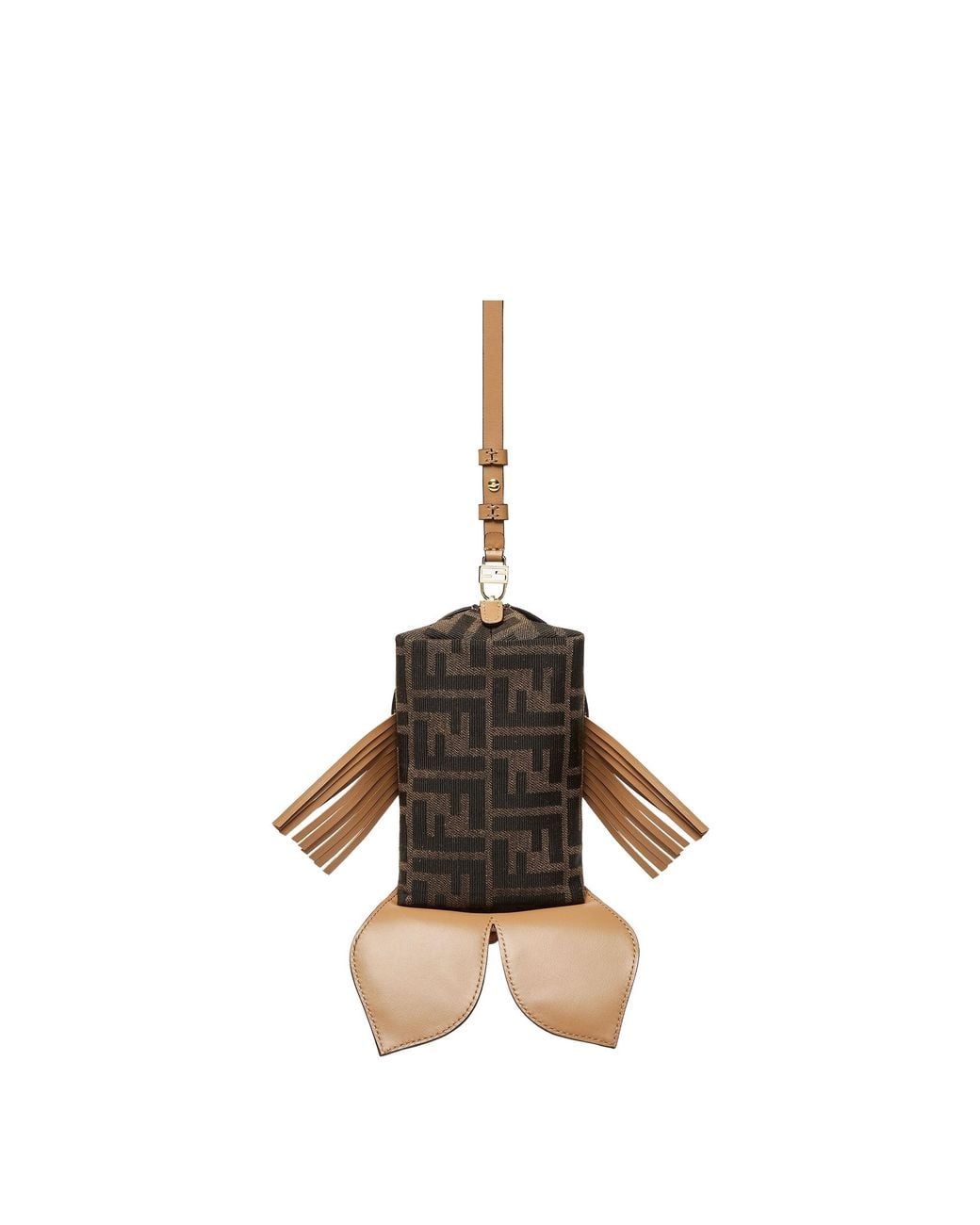 Fendi Metallic Ff Jacquard And Leather Pouch