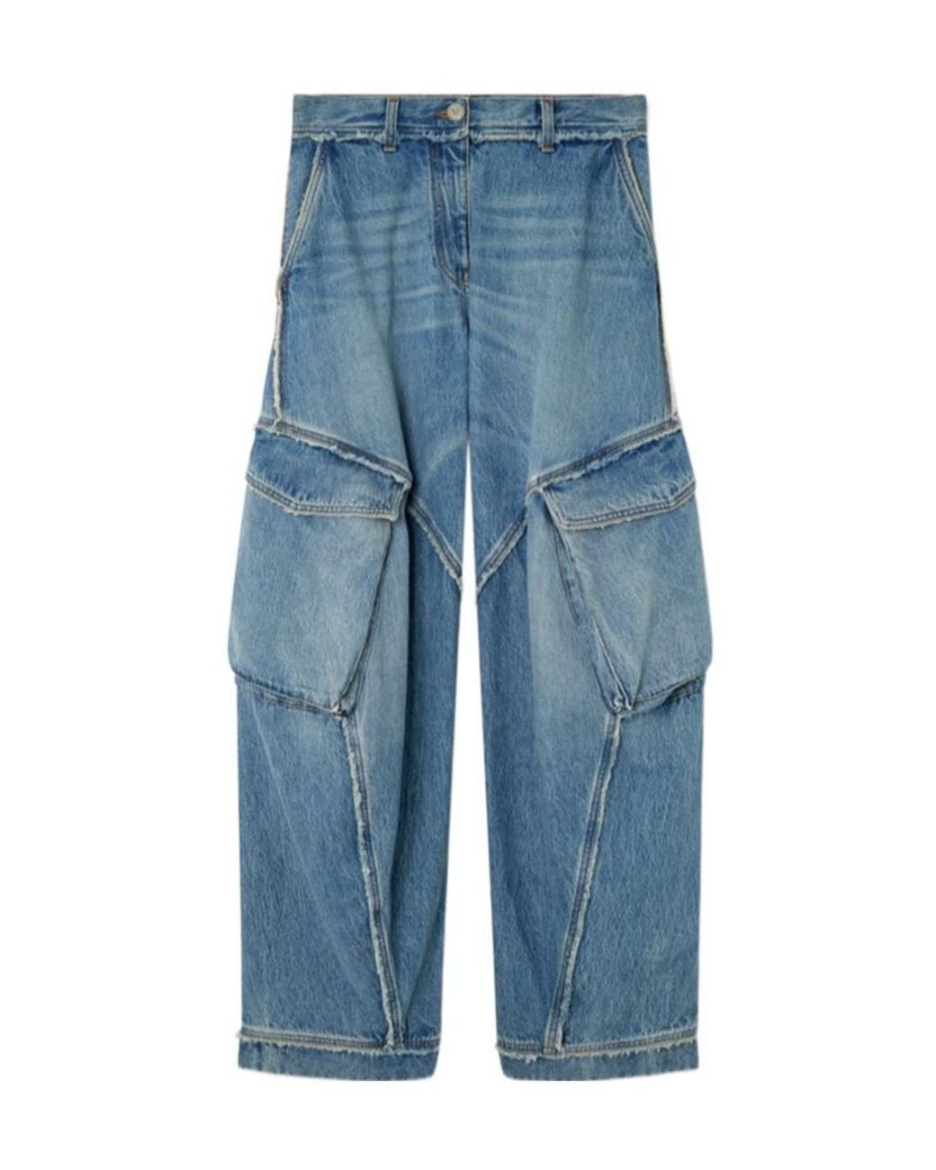 Versace Blue Logo-Rise Cargo Jeans