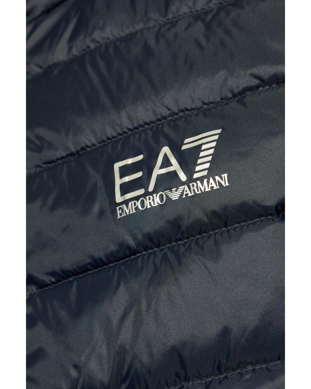 EA7 Blue Logo Printed Quilted Padded Gilet for men