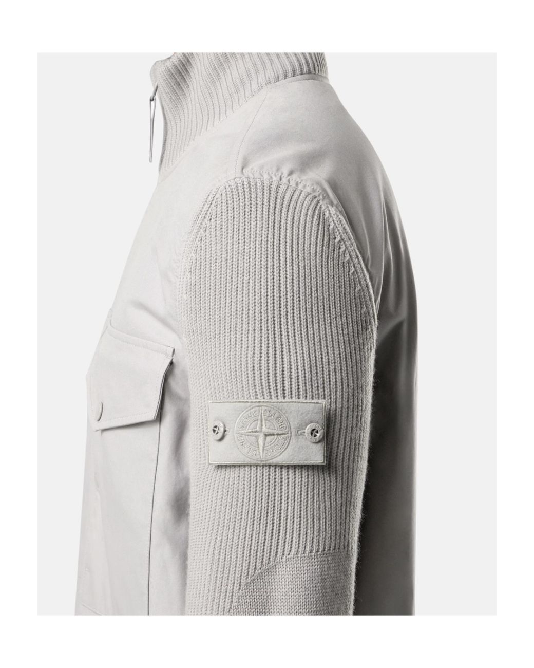 Stone Island Gray Logo-Patch Jacket for men