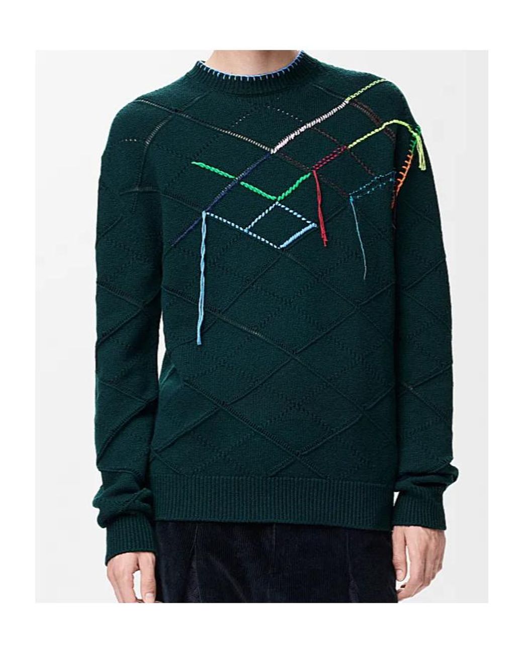 Loewe Green Long-Sleeved Wool Sweater for men