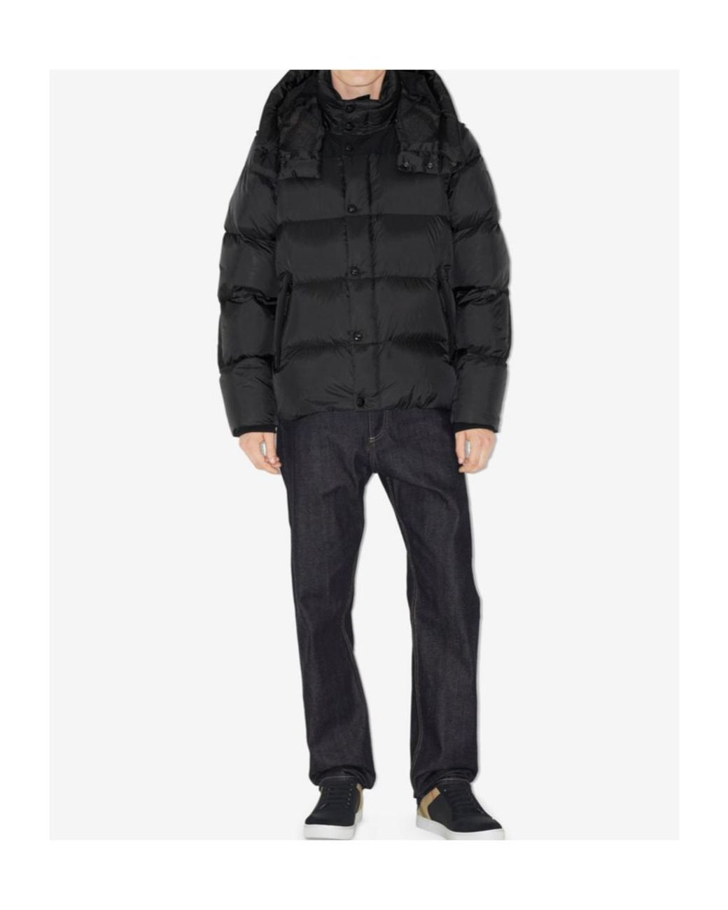 Burberry Black Logo Patch Hooded Coat for men