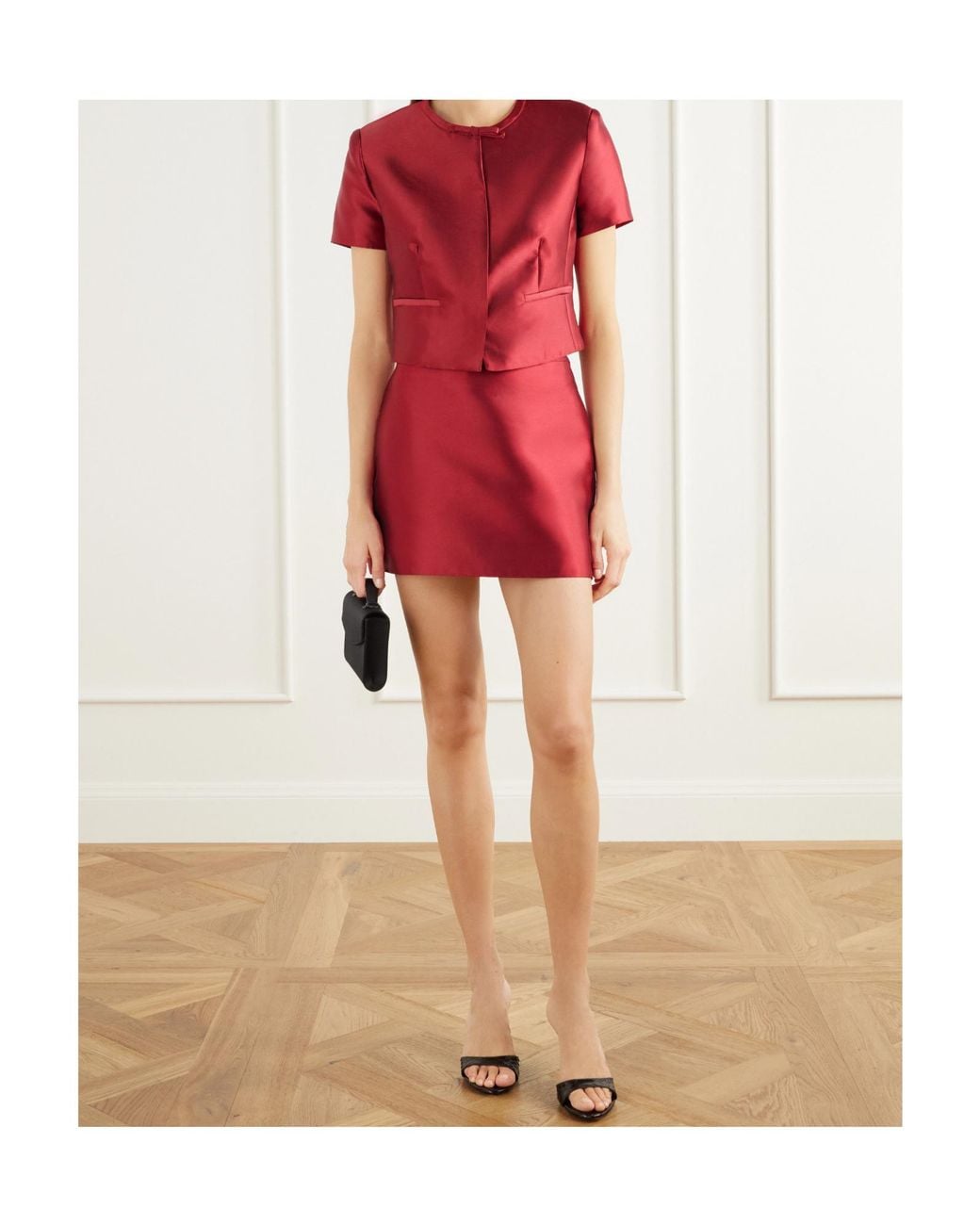 Jonathan Simkhai Red Naelle Bow-Embellished Cropped Top