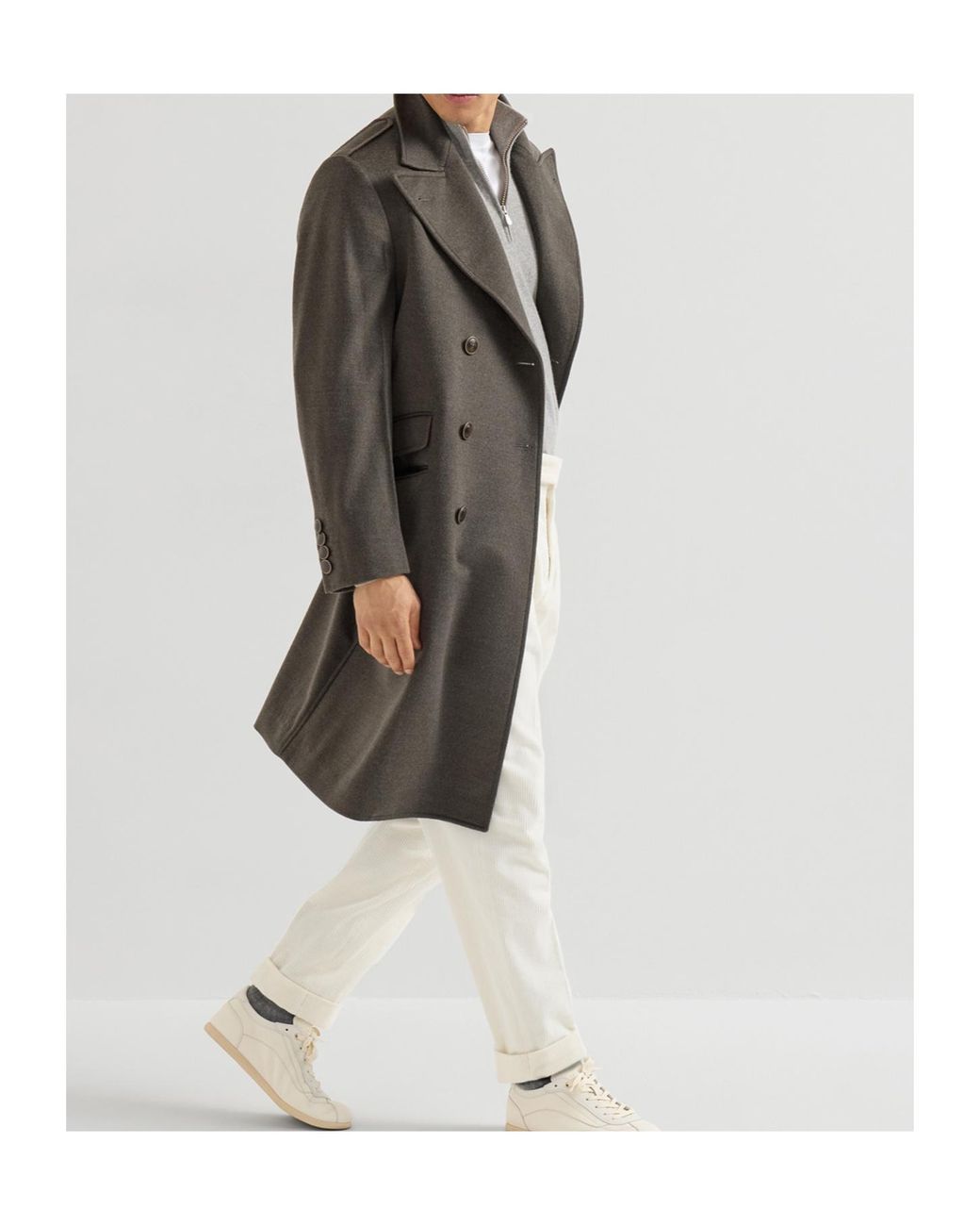 Brunello Cucinelli Gray Cashmere And Vicuña Sweater With Half Zip for men