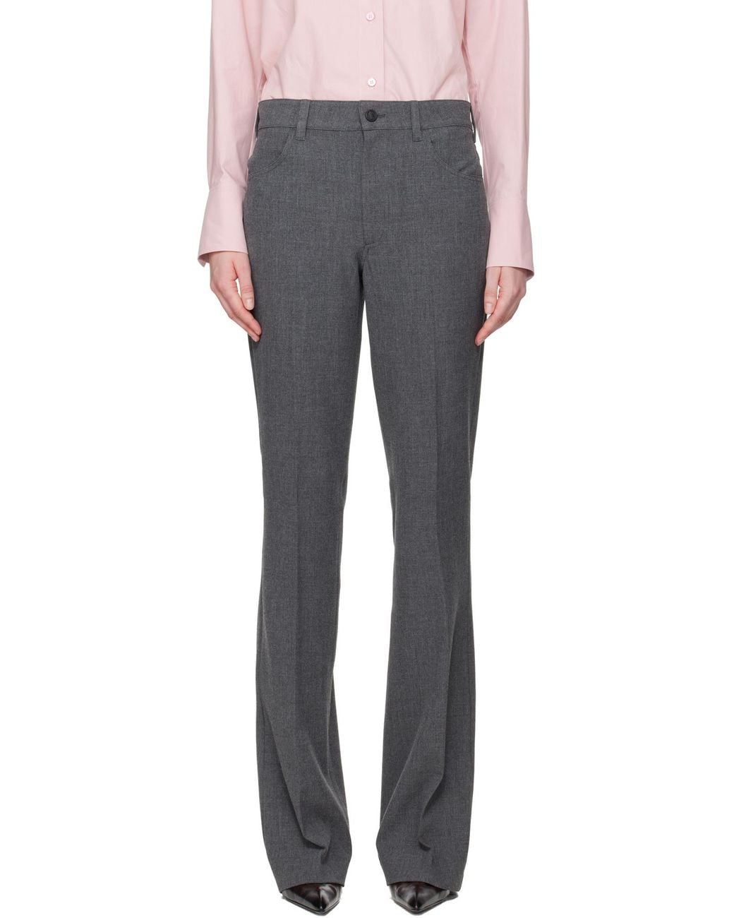 The Attico Gray The Pressed Creased Trousers