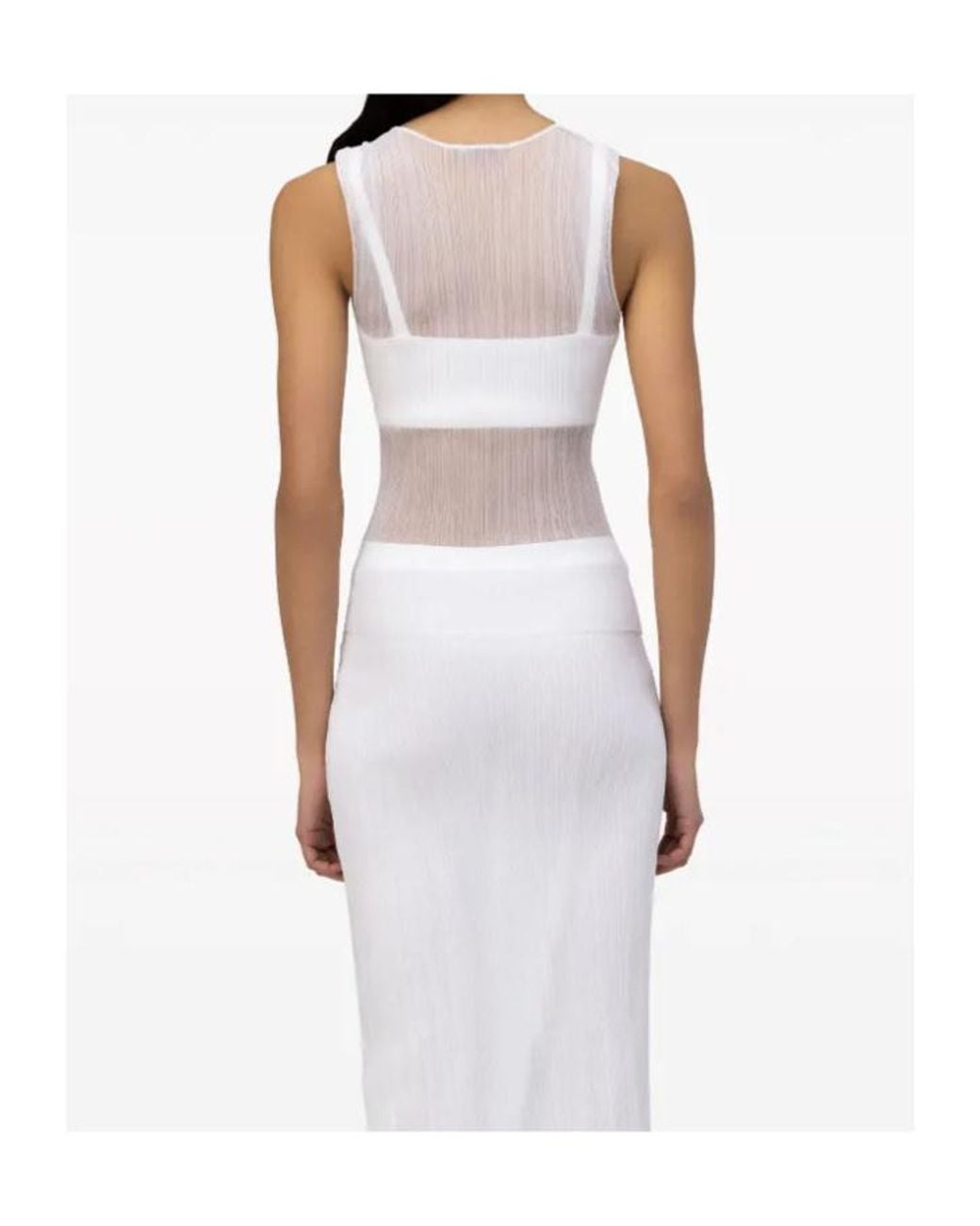 Jonathan Simkhai White Oakley Semi-Sheer Tank Top
