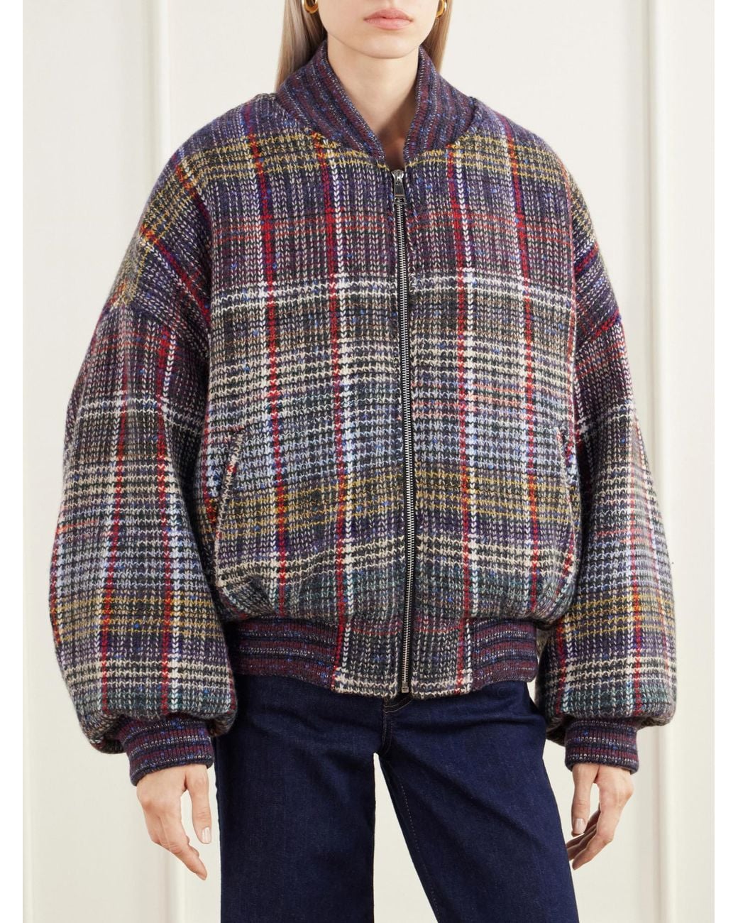 Missoni Multicolor Checked Wool Padded Bomber Jacket