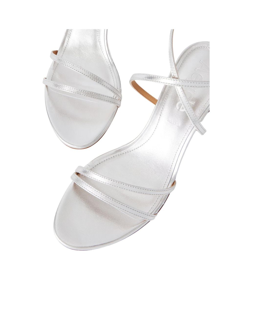 Aeyde White Metallic Leather Sandals