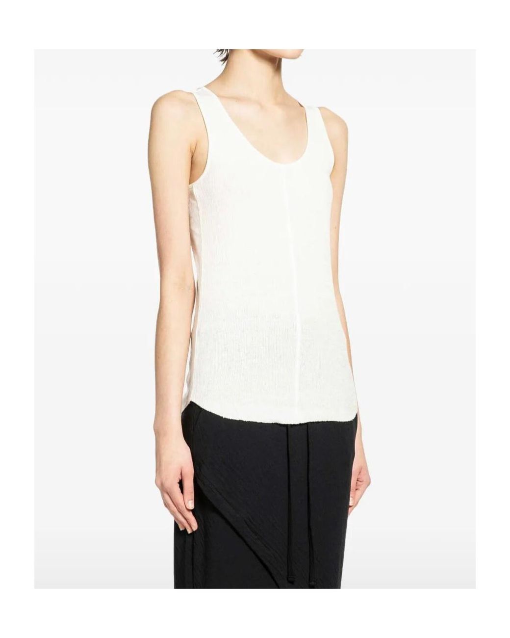 Thom Krom White Long Rib Tank Top