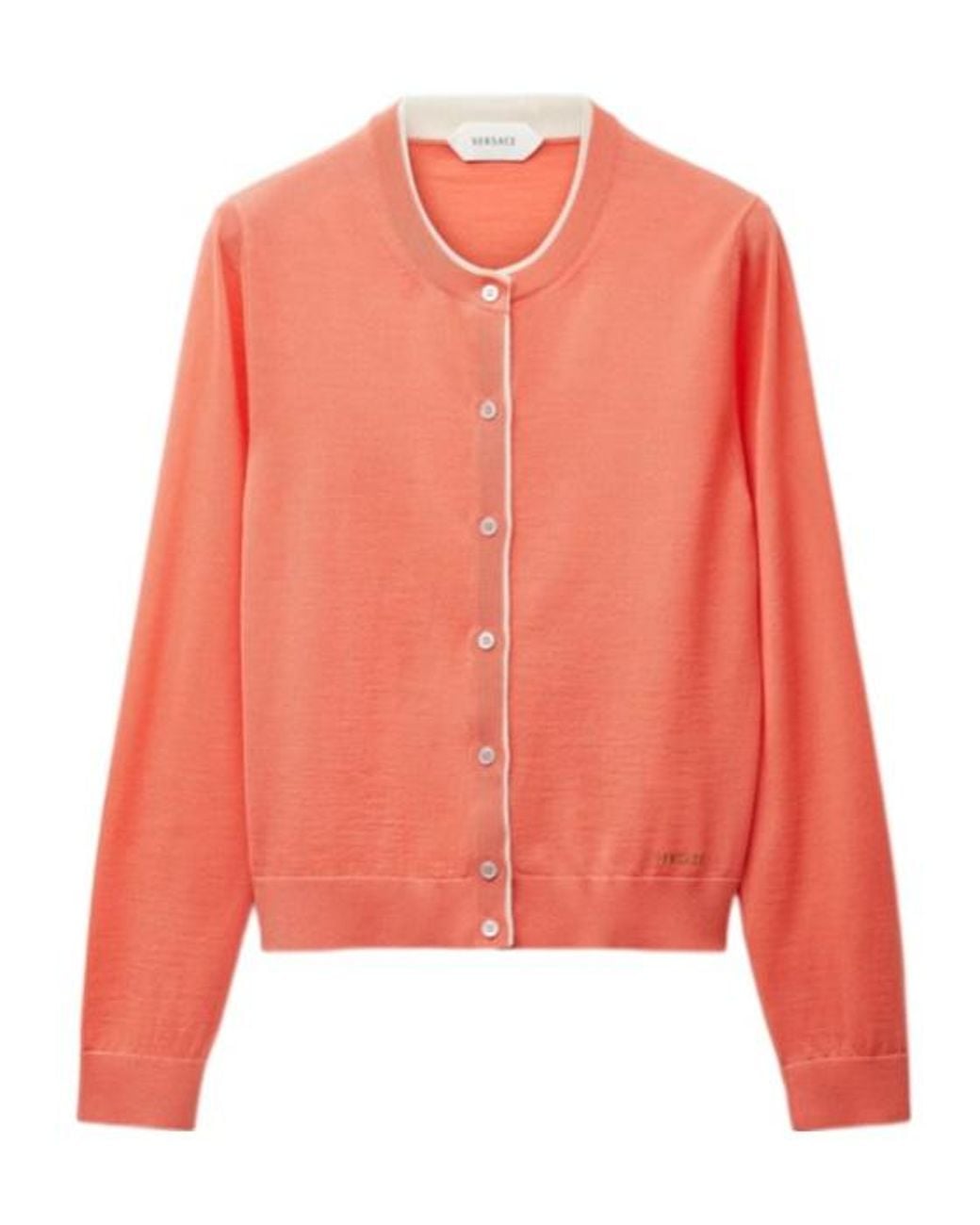 Versace Pink Logo Trim Buttoned Cardigan