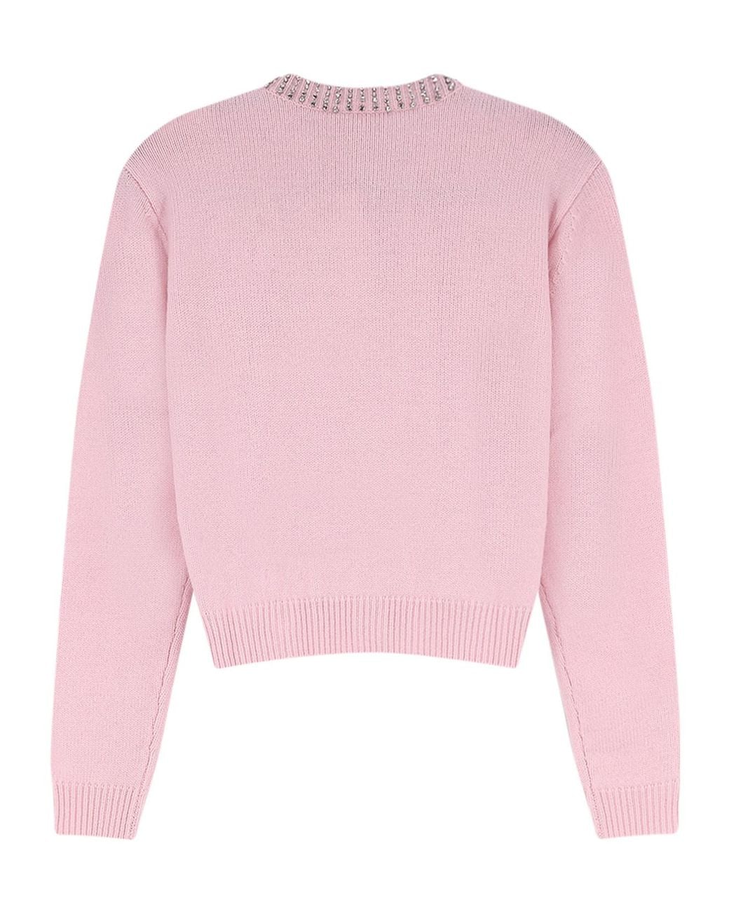 Semicouture Pink Rhinestone Trim Cardigan