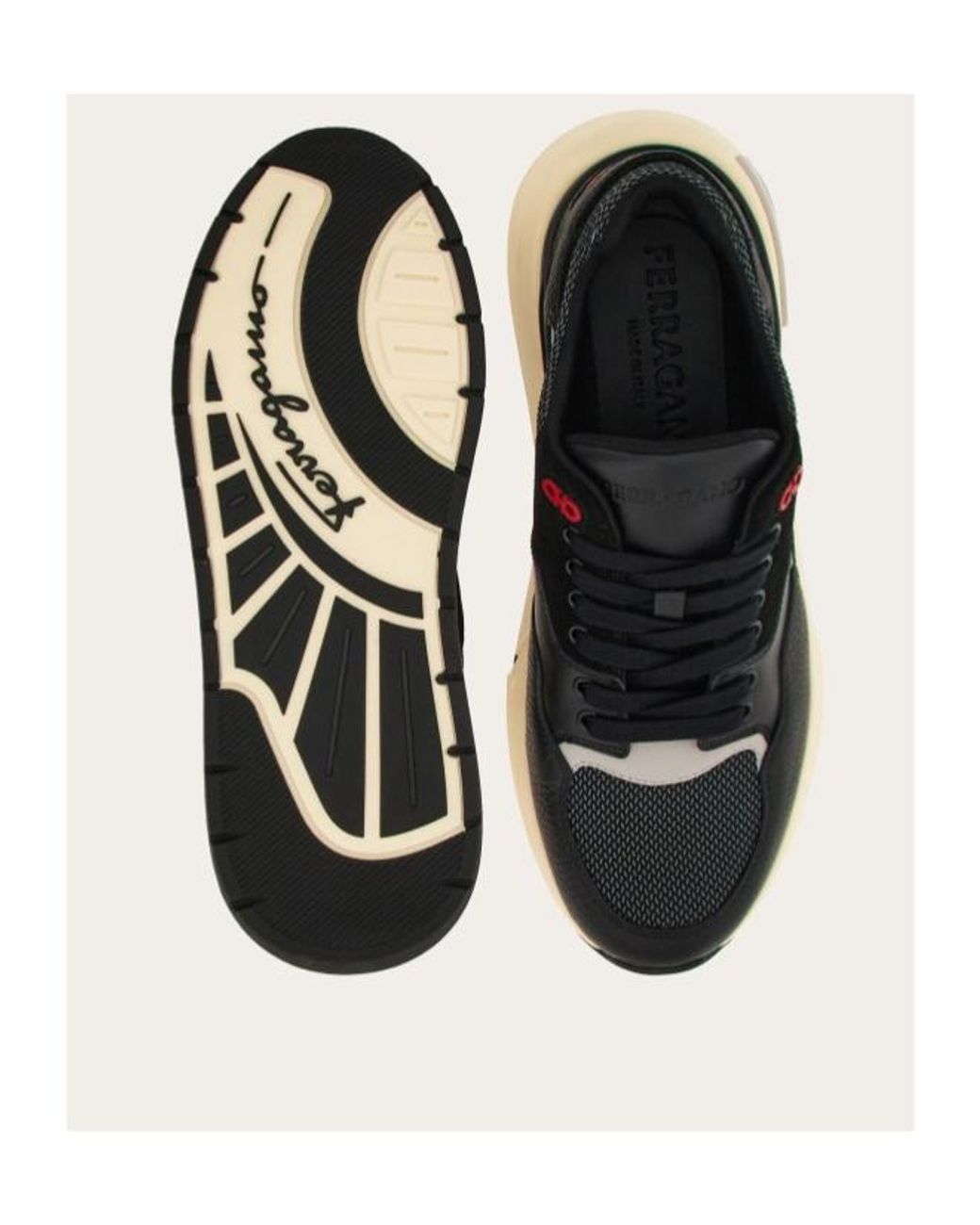 Ferragamo Black Low-Top Lace-Up Sneakers for men