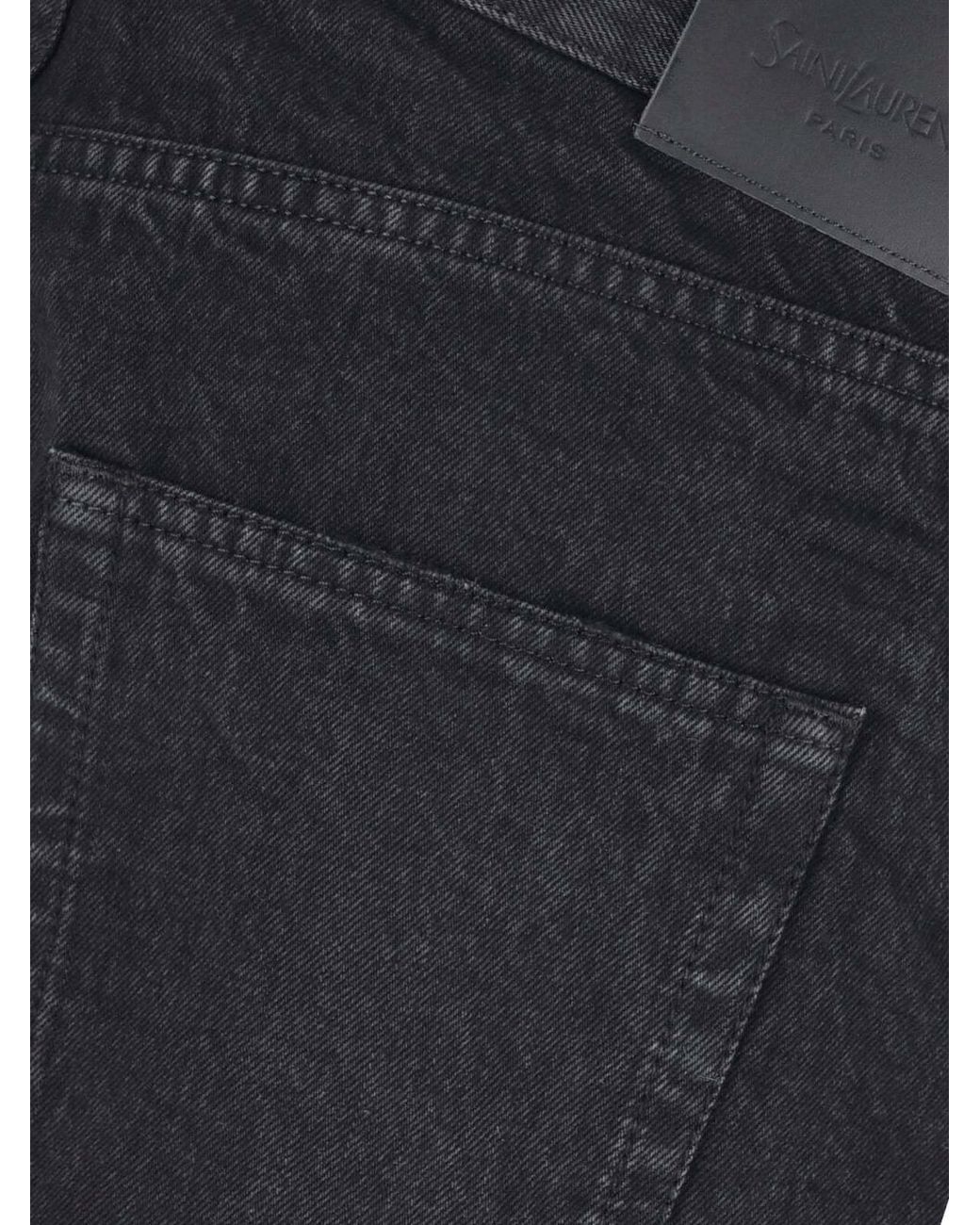 Saint Laurent Black Logo Patch Straight Leg Jeans for men
